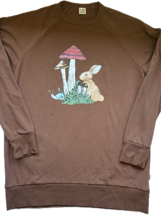 Little & Lively Tops - Dwelling/Little & Lively 'Whimsical Rabbit' Brown Crewneck Bamboo Fleece